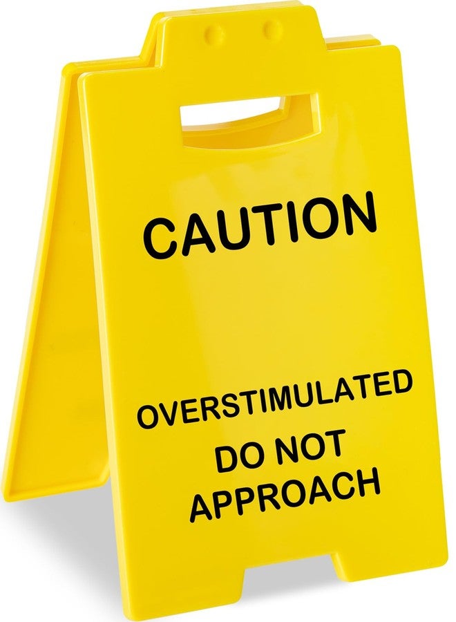 Joyline Caution Overstimulated Desk Sign - Funny Office Prank Gifts for Coworkers, Teammates, Employees & Boss Humorous Warning Sign for Desk Decor Stress Relief Office Accessories - Image 1